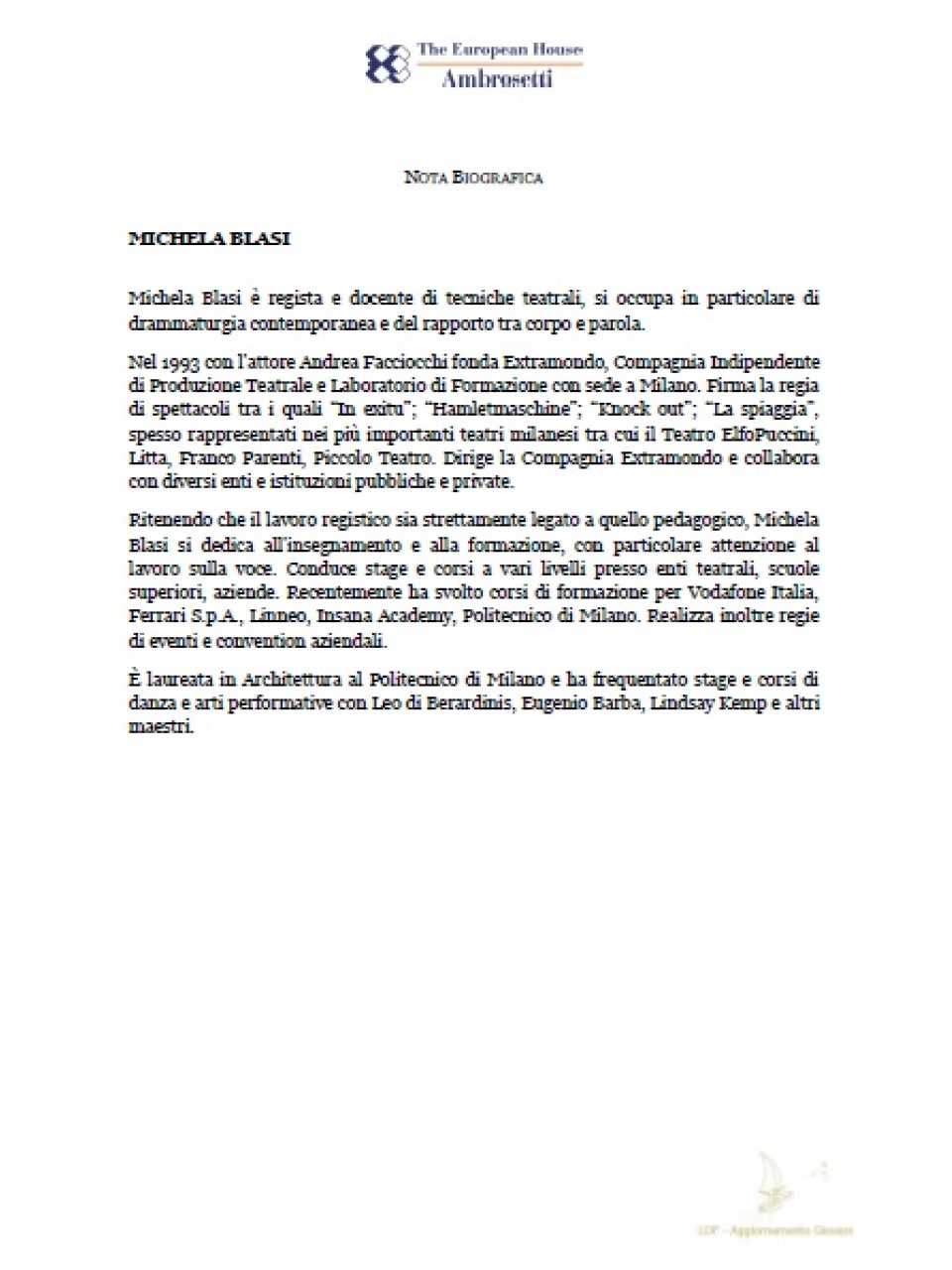 Nota biografica - Michela Blasi