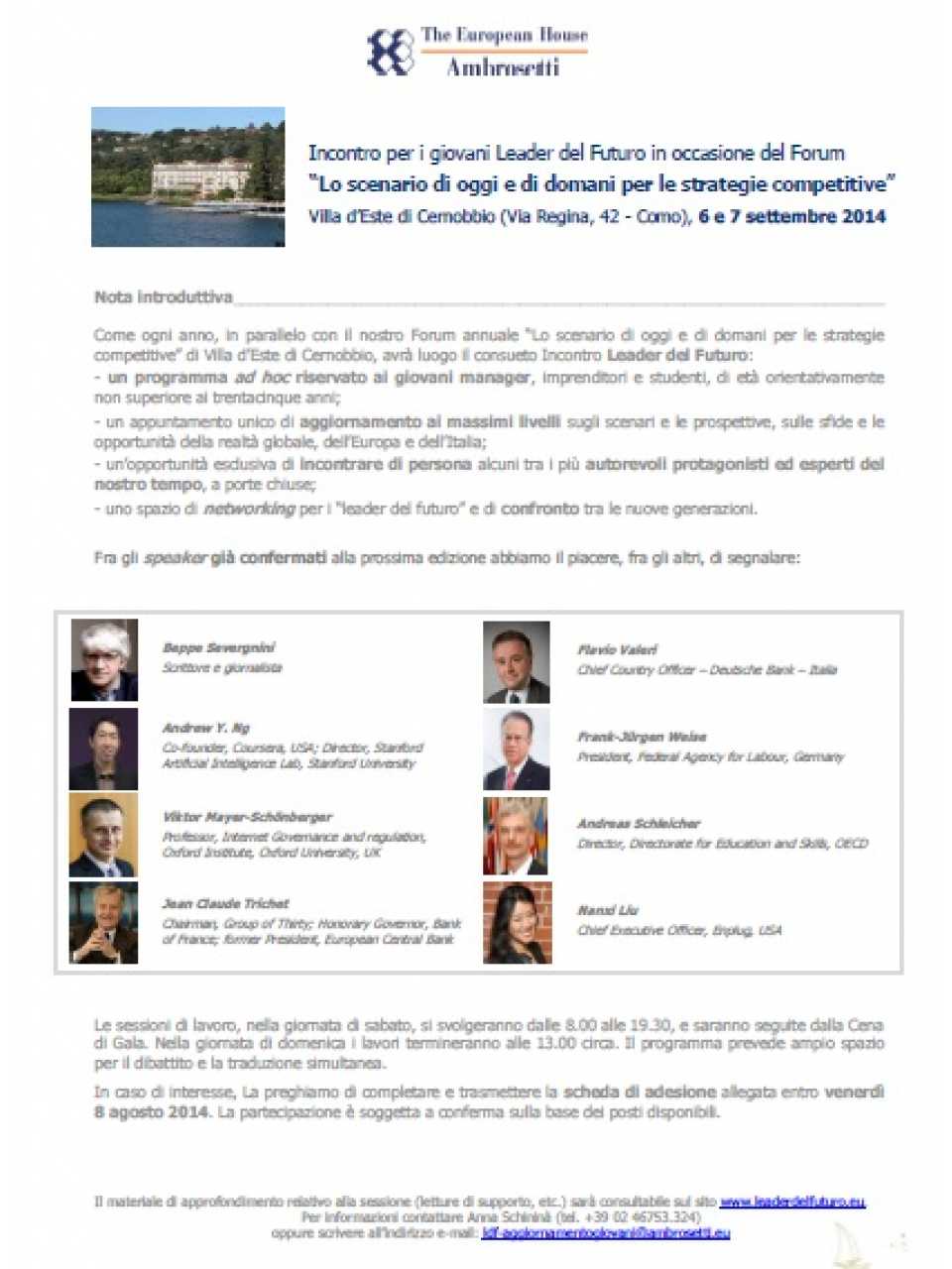 Nota informativa - 6 e 7 settembre 2014