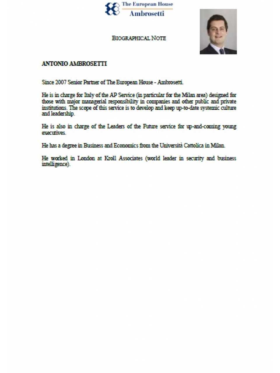 Note biografiche - inglese