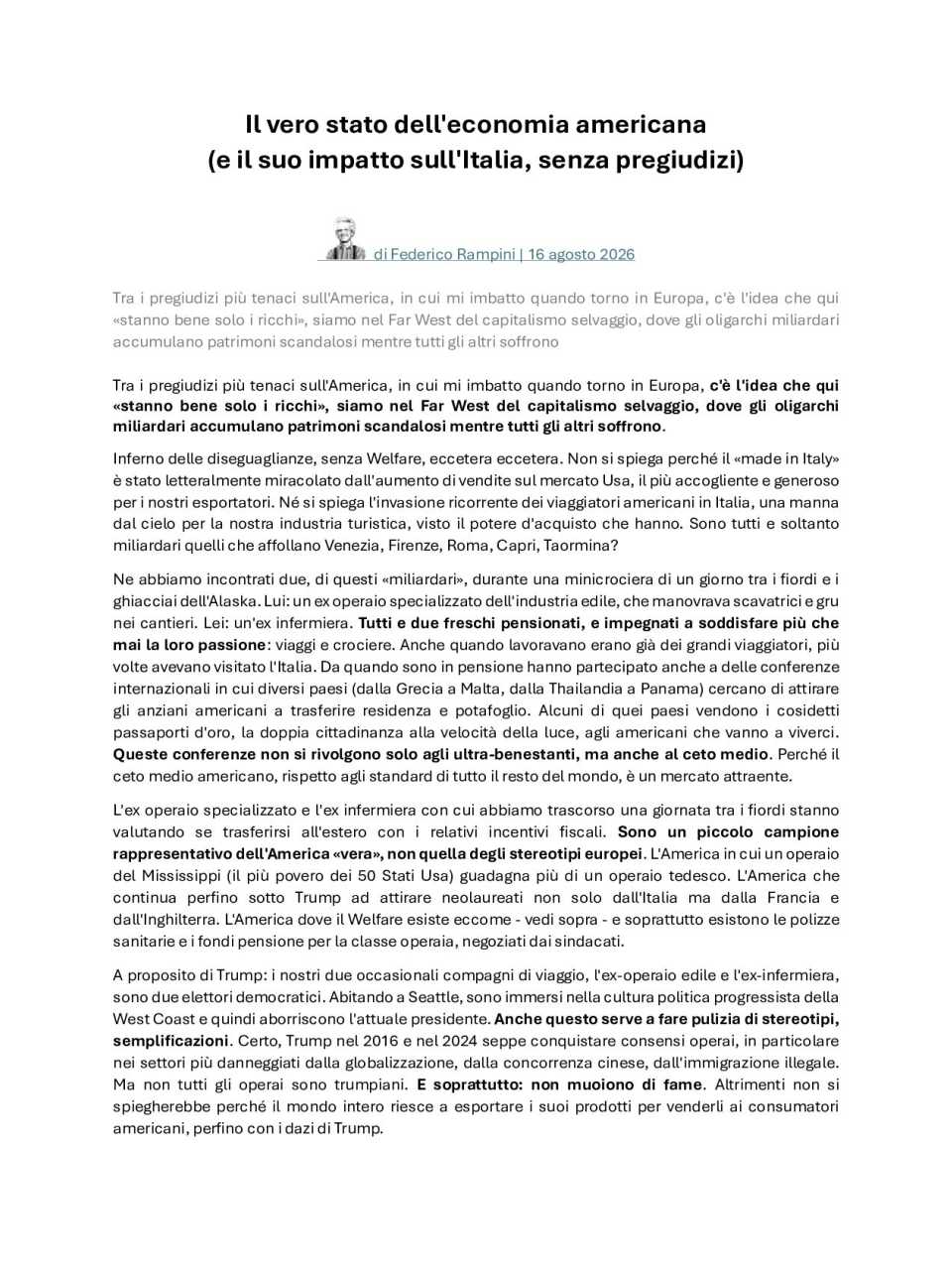 Il vero stato dell'economia americana (e il suo impatto sull'Italia, senza pregiudizi)