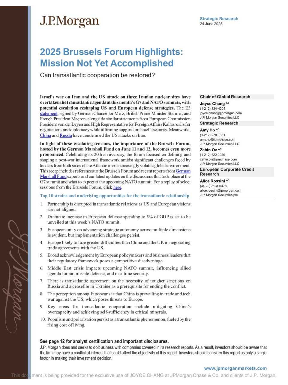 2025 Brussels Forum Highlights: Mission Not Yet Accomplished
