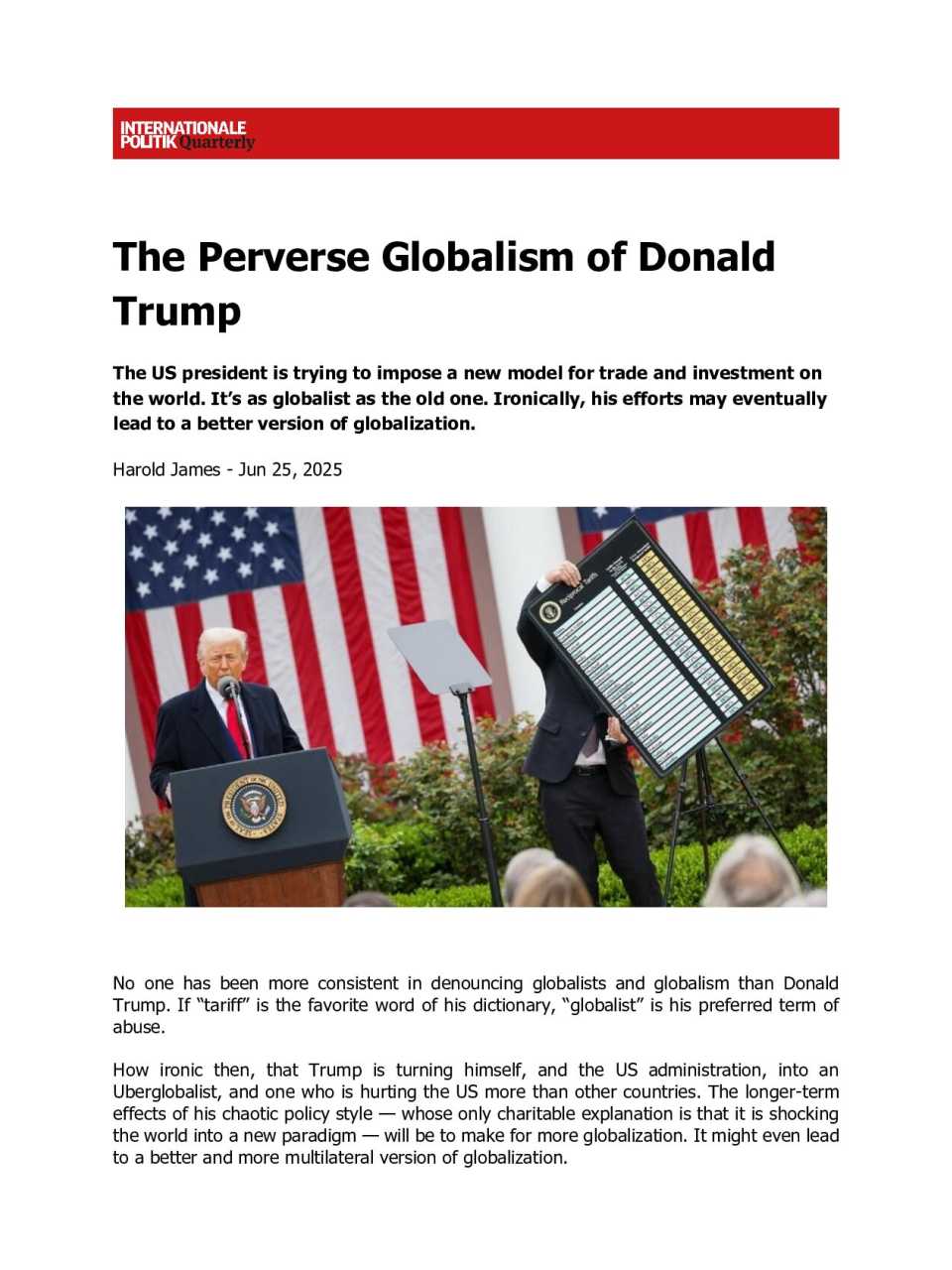 The perverse globalism of Donald Trump