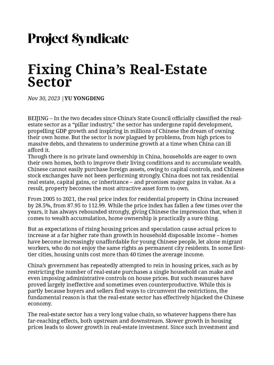 Review of Articles on Challenges and Prospects for the Chinese Economy