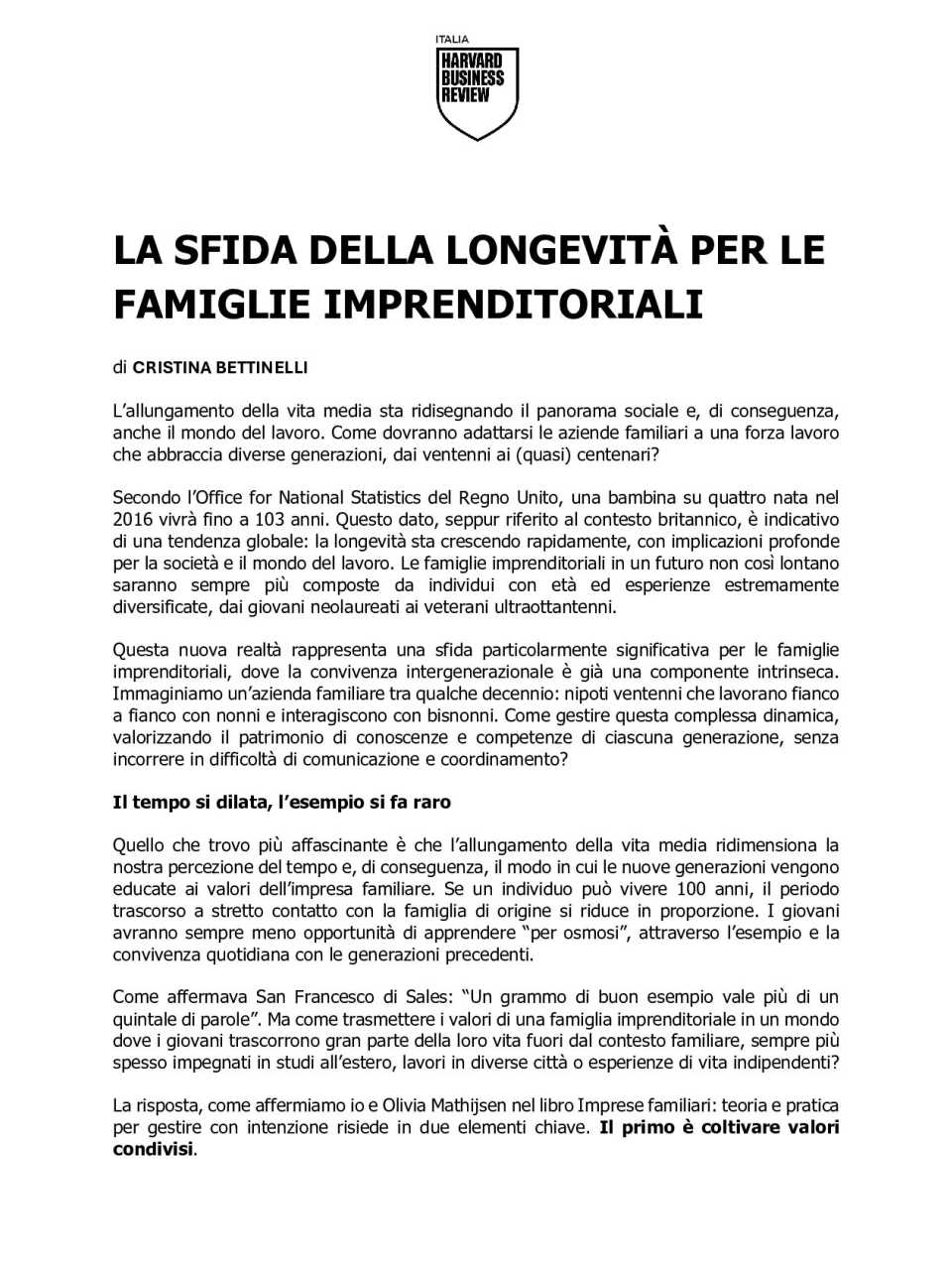 La sfida della longevità per le famiglie imprenditoriali