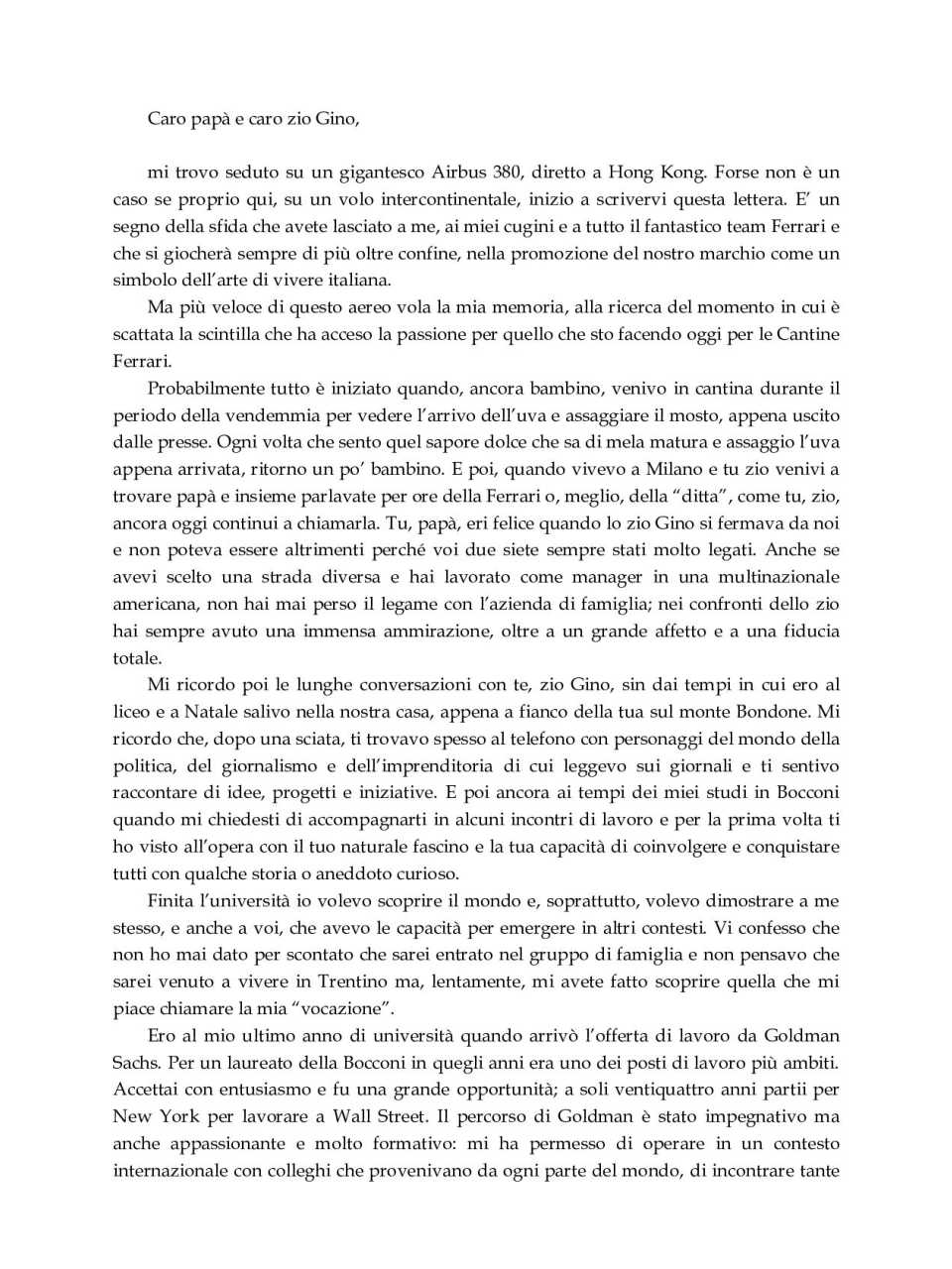 Matteo Lunelli. Uno per tutti, tutti per uno. Tratta da