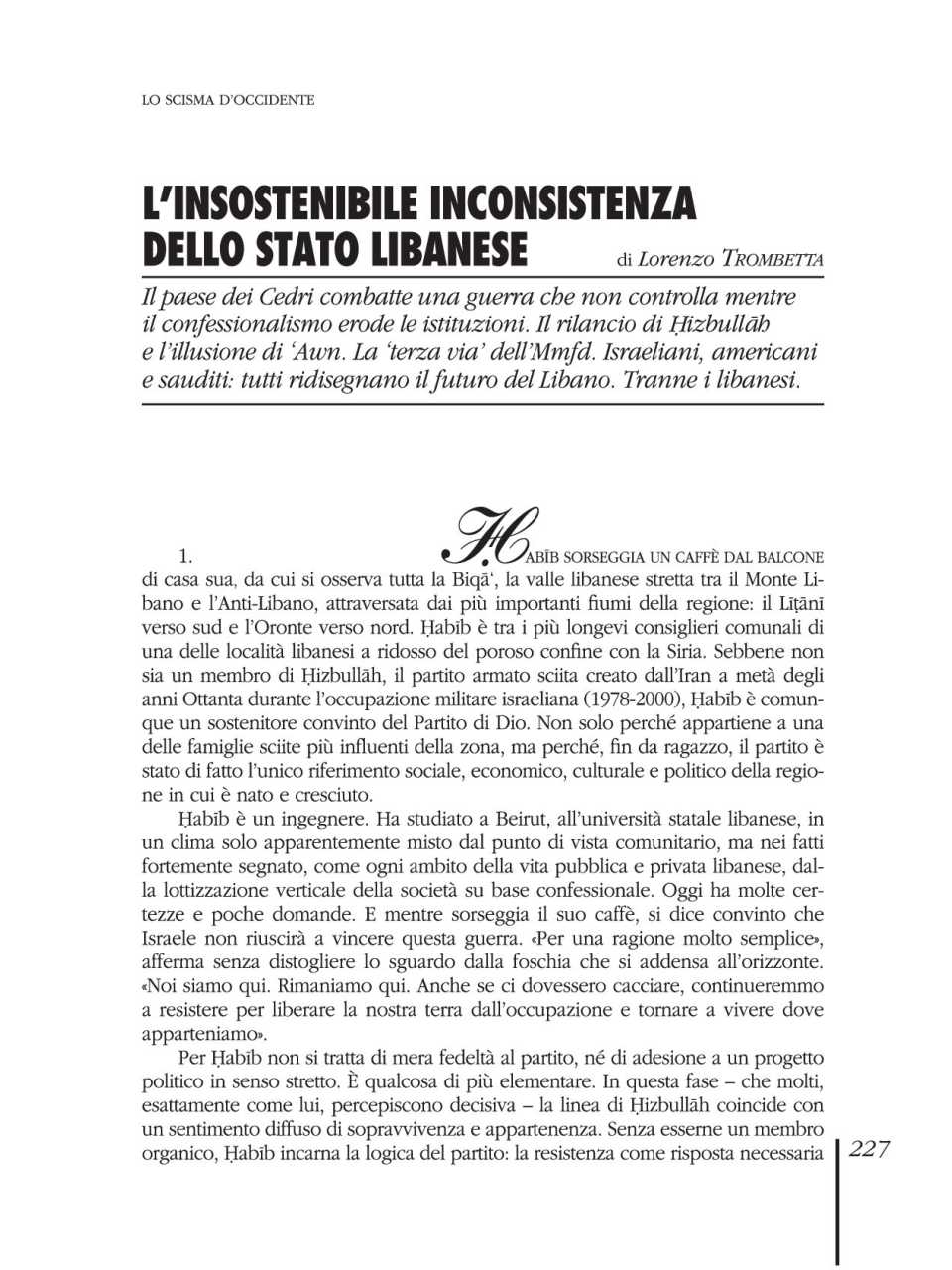L'insostenibile inconsistenza dello stato libanese