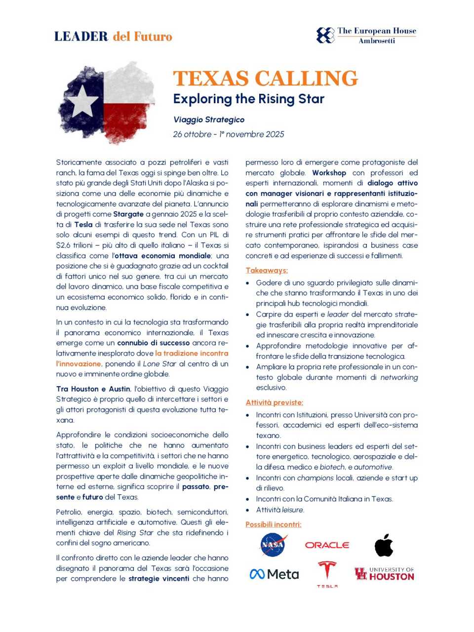 Nota Informativa. Texas Calling: exploring the Rising Star