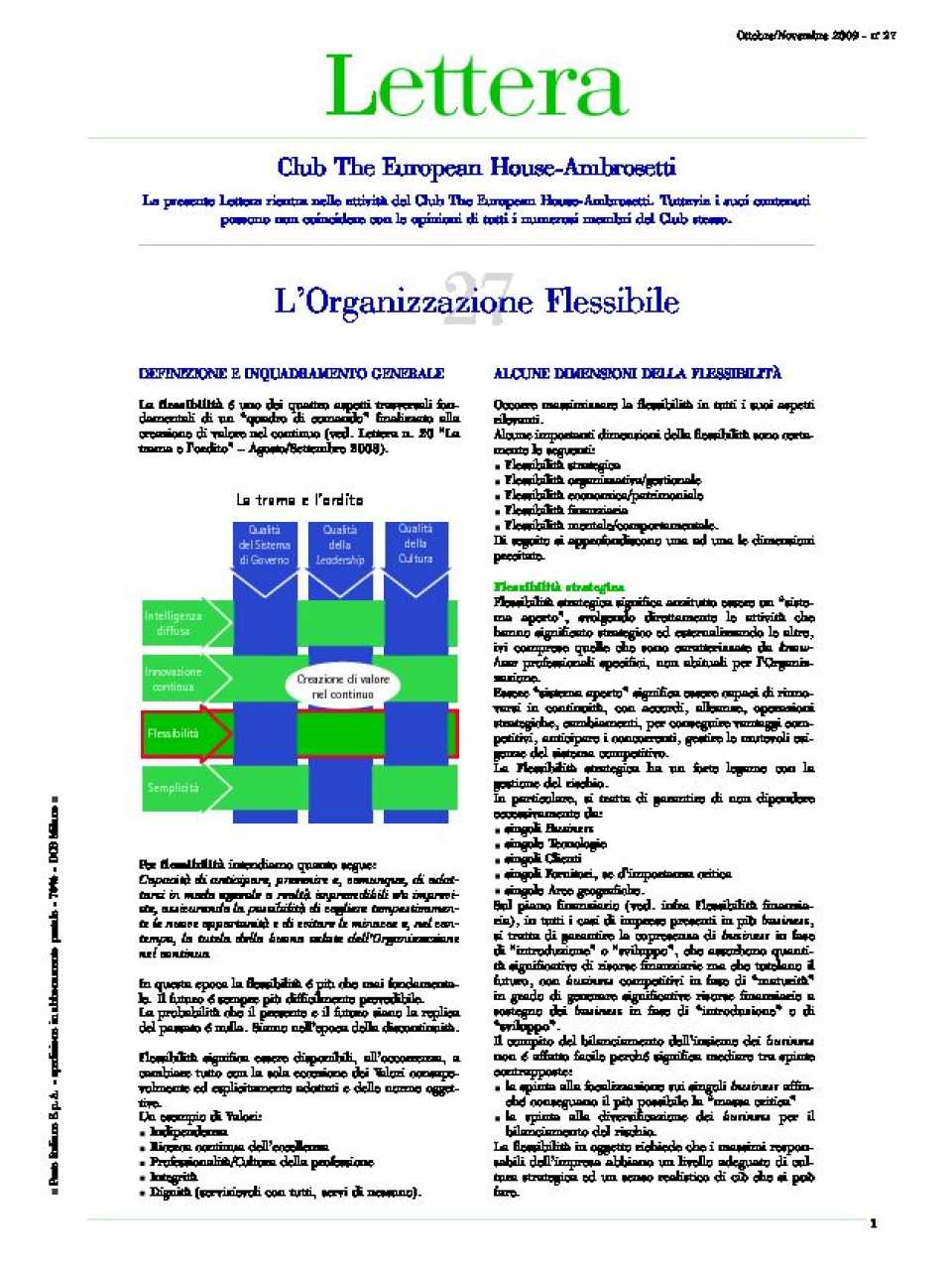 Lettera Club 27 ott-nov. 2009: L'organizzazione flessibile