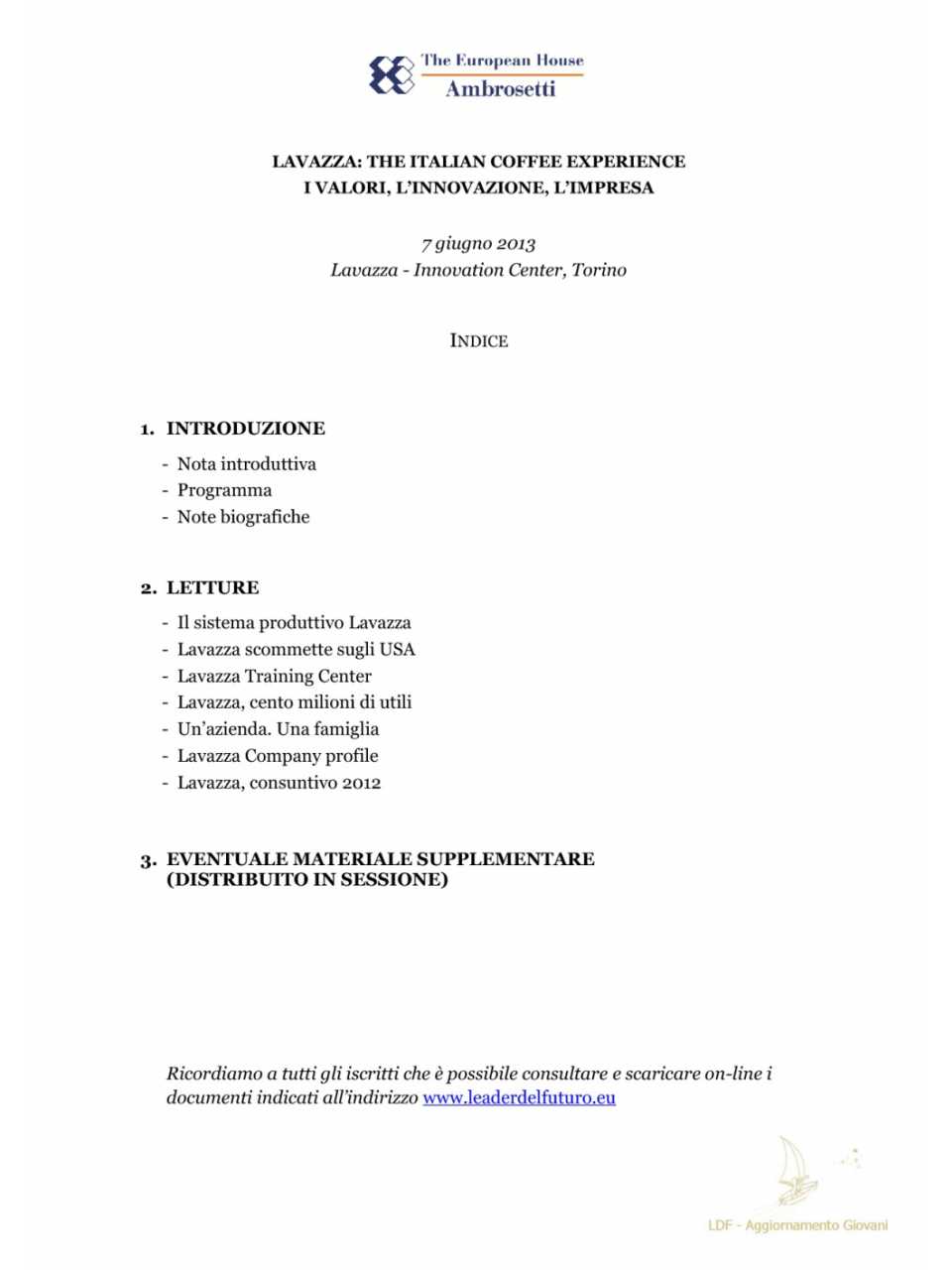 Indice dei documenti