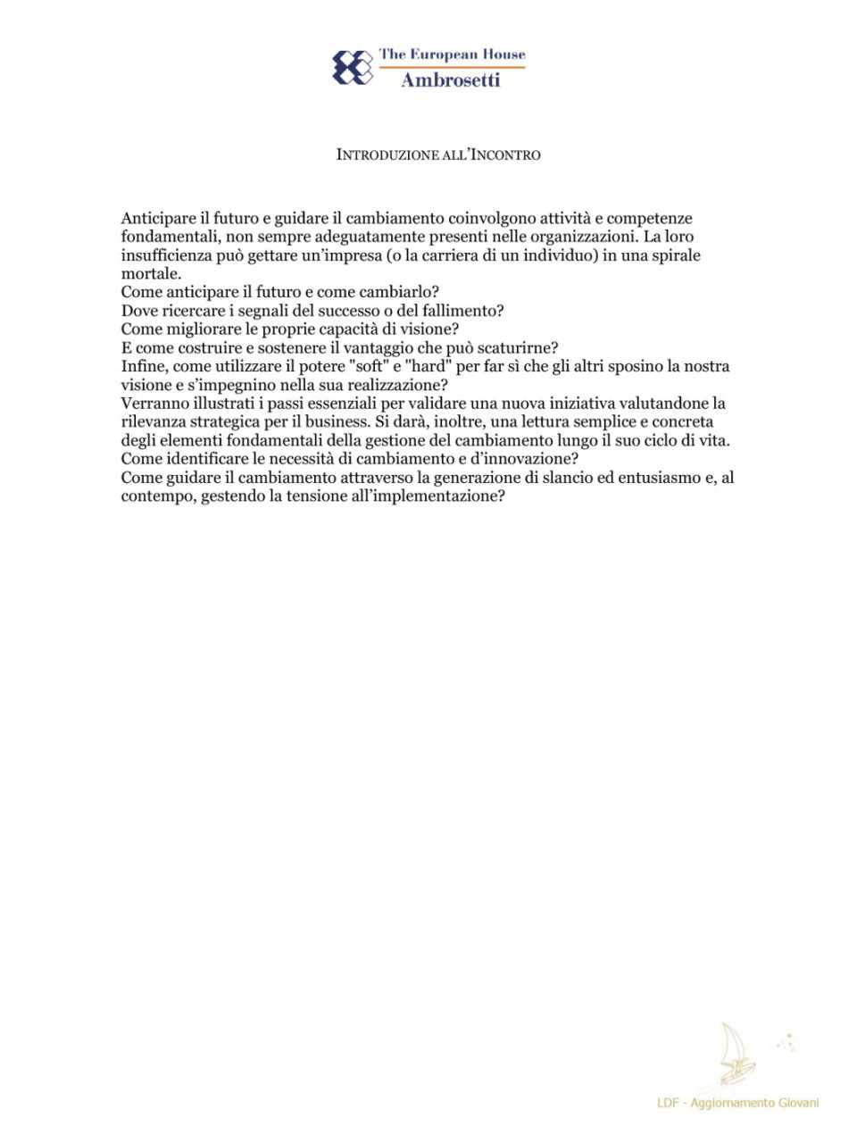 Introduzione all'incontro