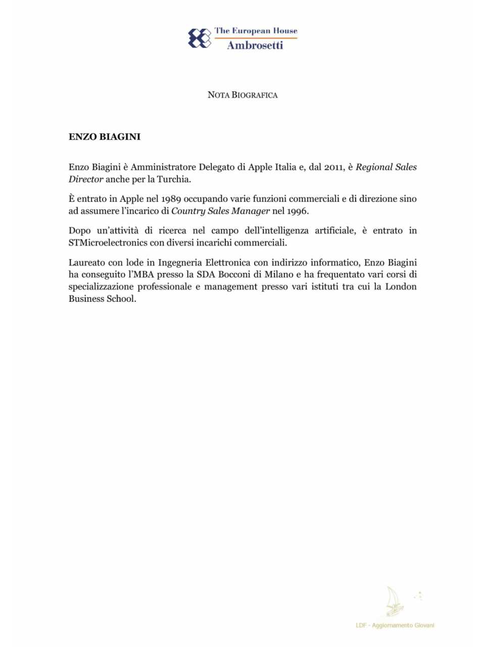 Enzo Biagini - nota biografica