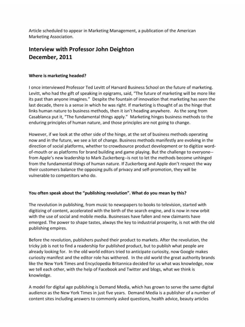 INTERVIEW WITH JOHN DEIGHTON