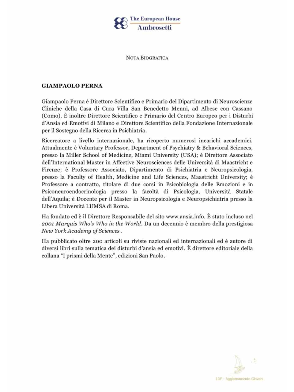 Giampaolo Perna - Nota biografica
