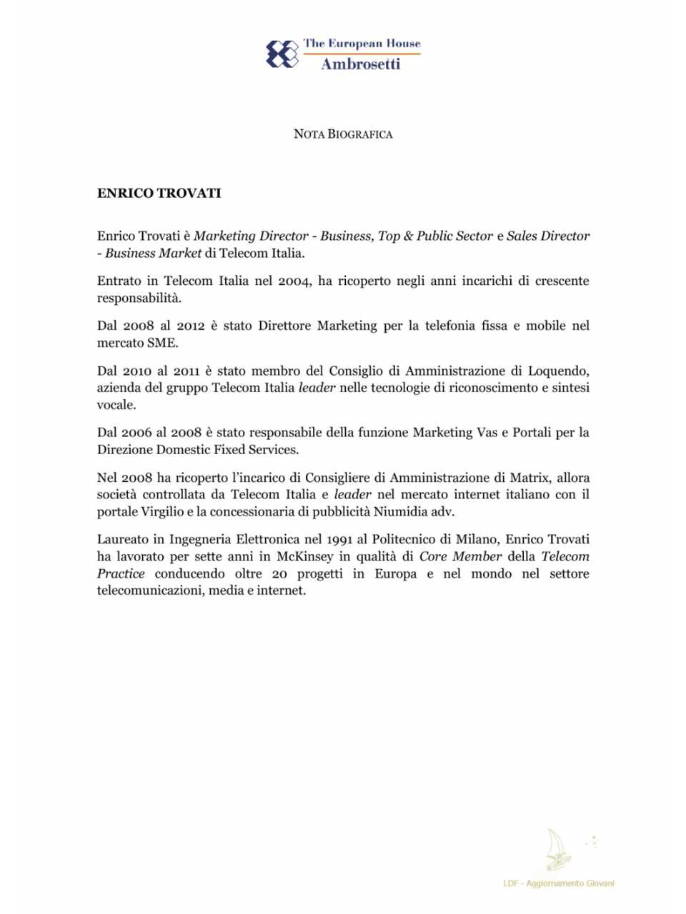 Enrico Trovati - nota biografica