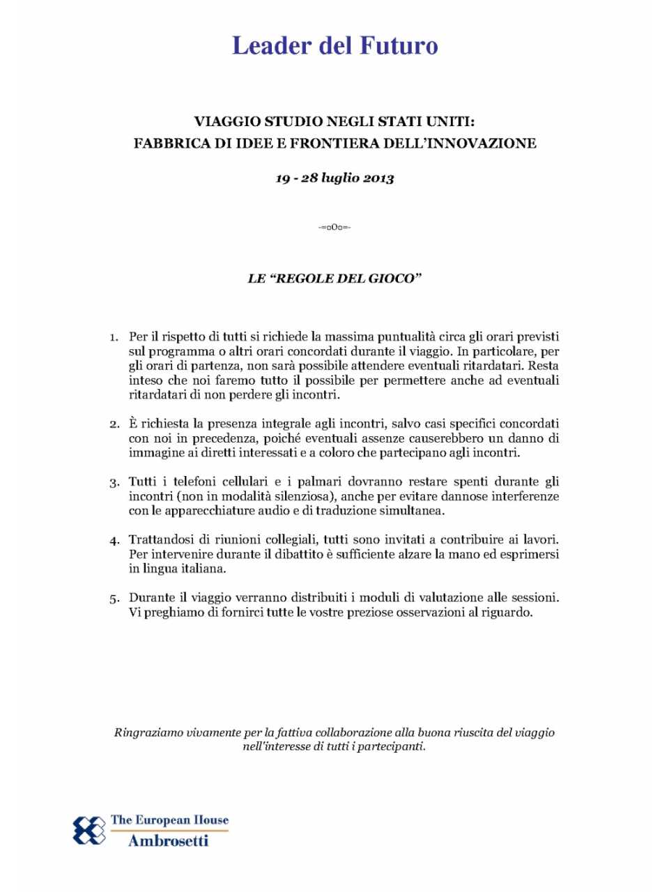 Le regole del gioco
