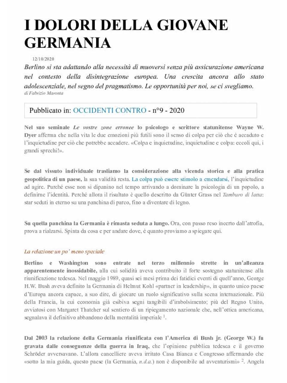 I dolori della giovane Germania