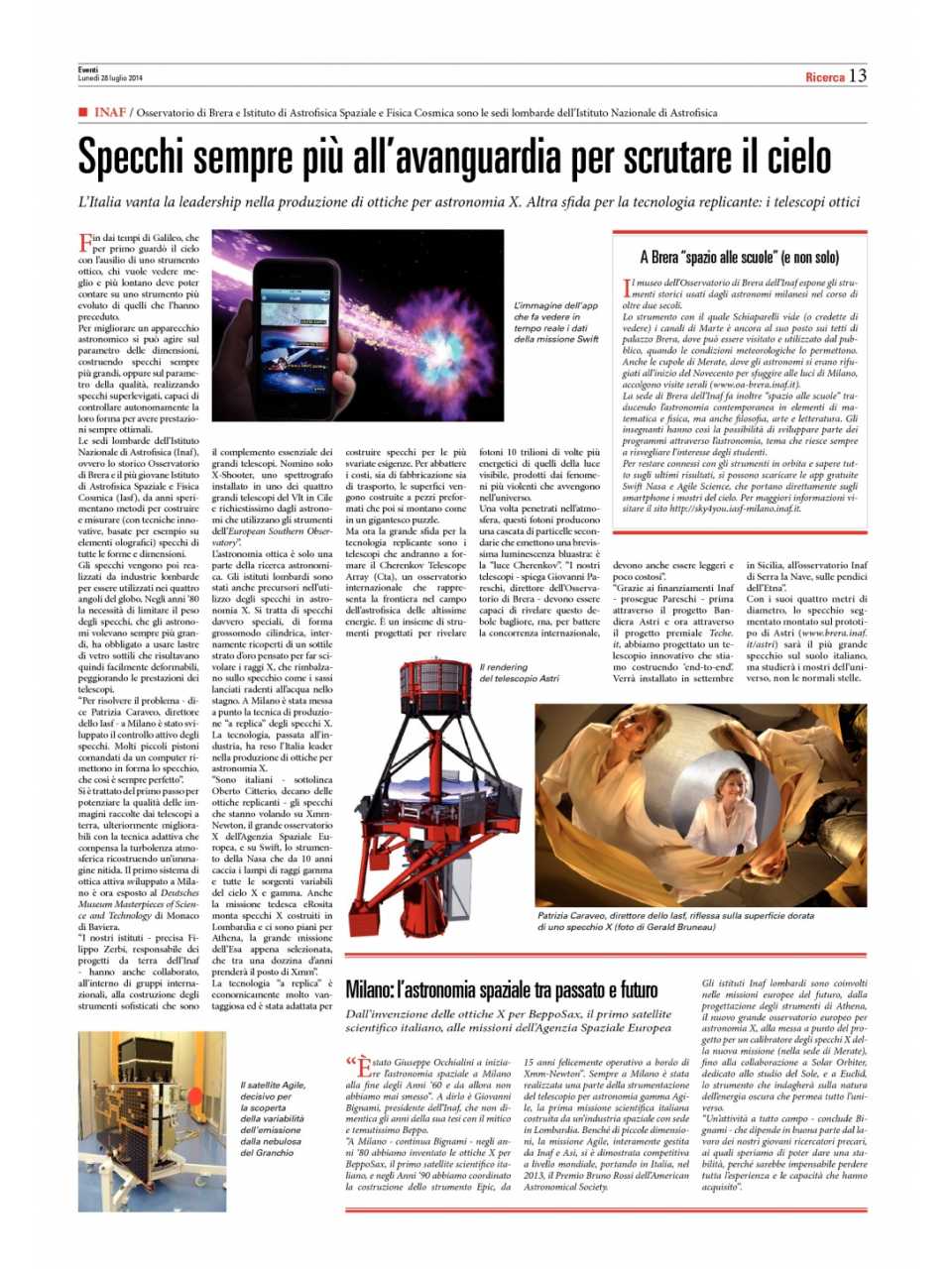 Specchi sempre più all’avanguardia per scrutare il cielo