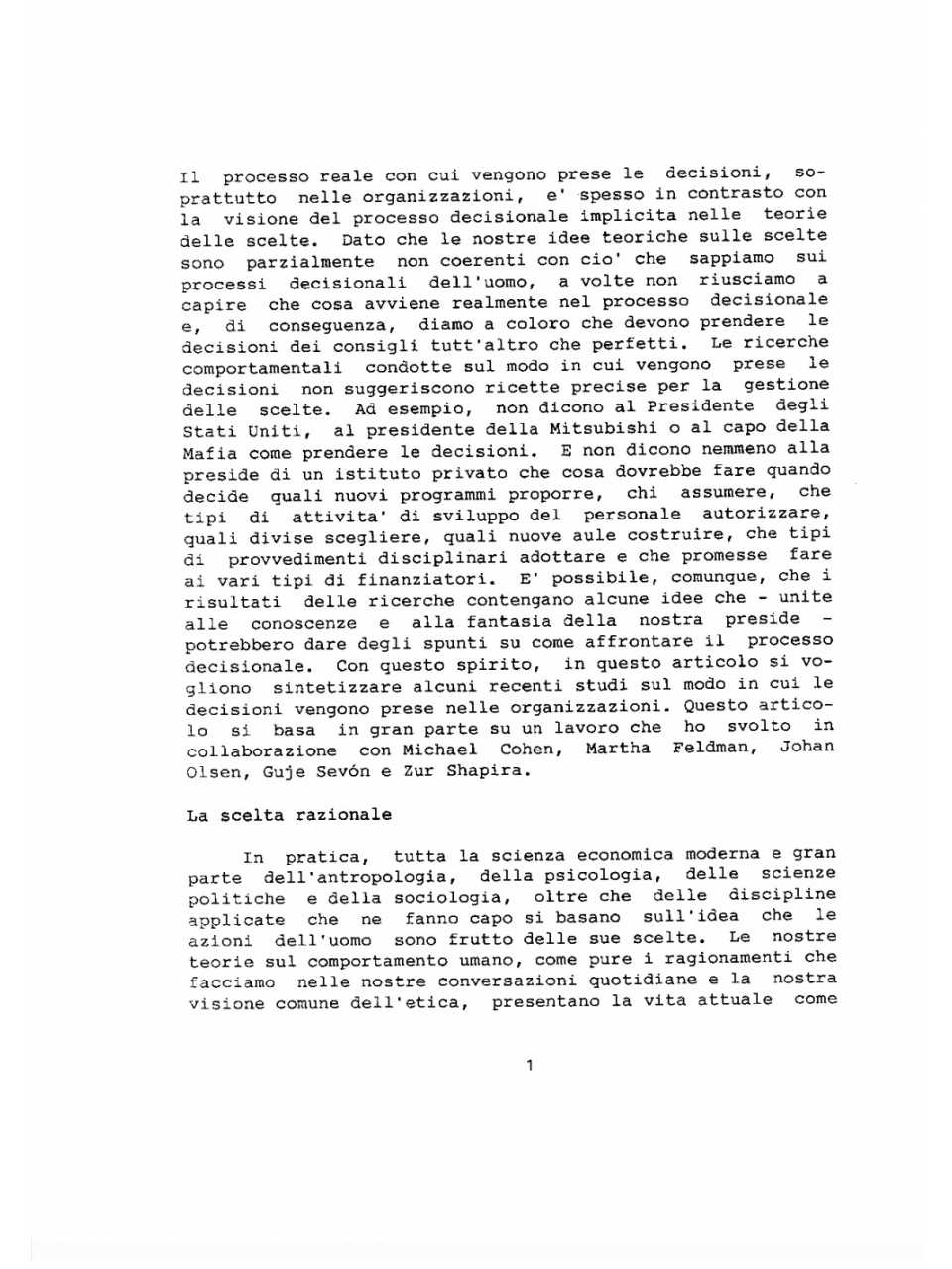 Teorie delle scelte e dei processi decisionali