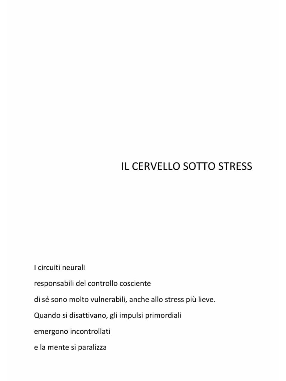 Il cervello sotto stress