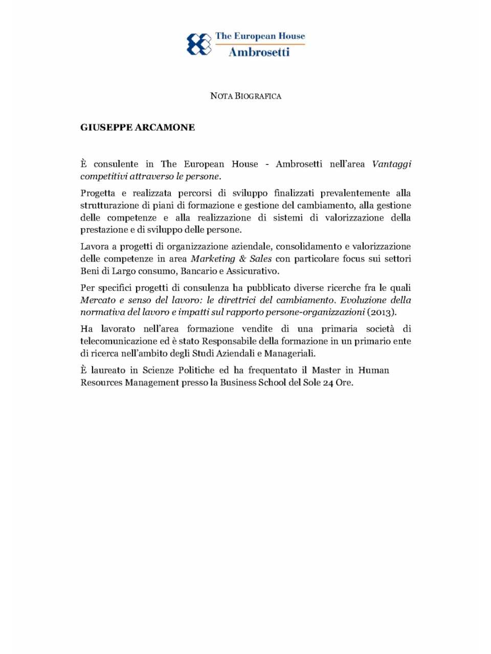 Nota biografica - Giuseppe Arcamone