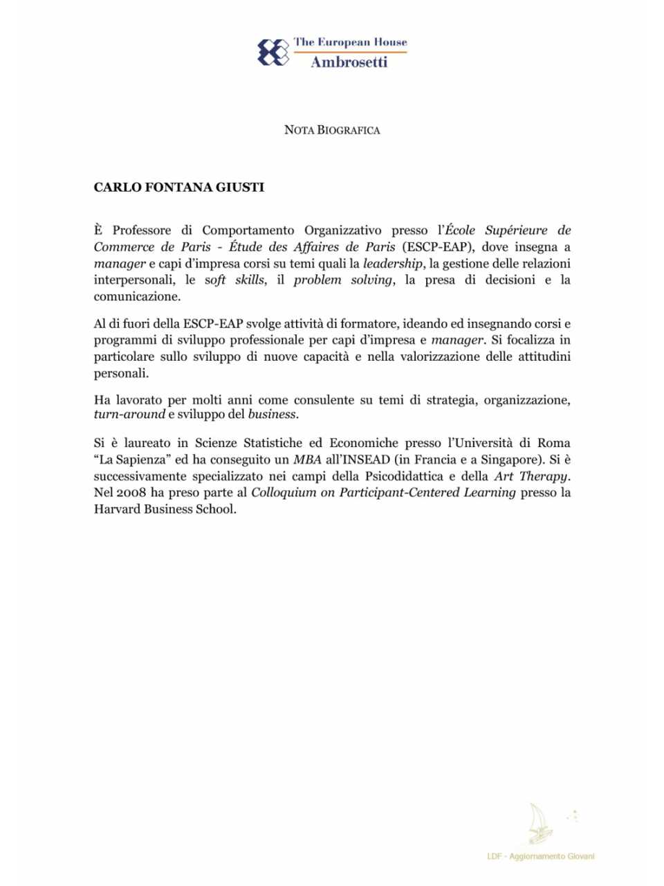 Nota biografica - Carlo Fontana Giusti