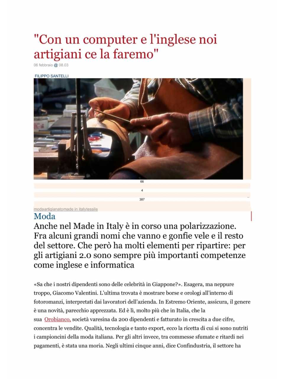 Con un computer e l'inglese noi artigiani ce la faremo