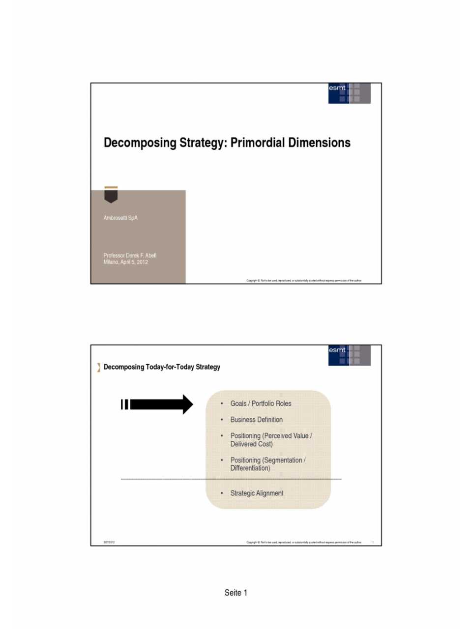 Decomposing Strategy Premordial Dimensions