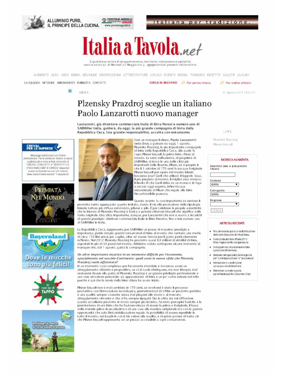test dell’eurozona sulla Polonia - Plzensky Prazdroj sceglie un italiano Paolo Lanzarotti nuovo manager