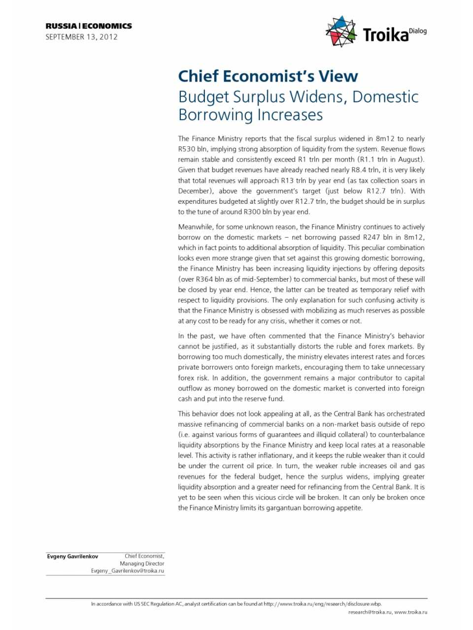 Budget Surplus Widens, Domestic Borrowing Increases