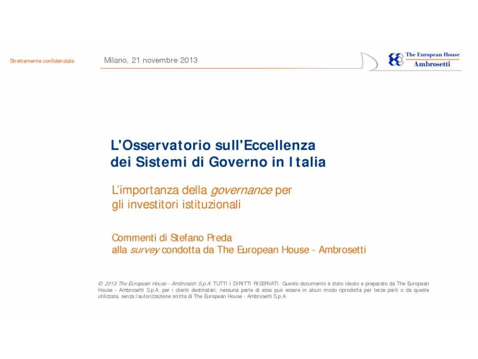 L’importanza della Governance per gli investitori istituzionali