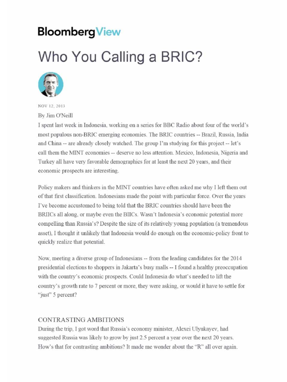 Who you calling a BRIC?