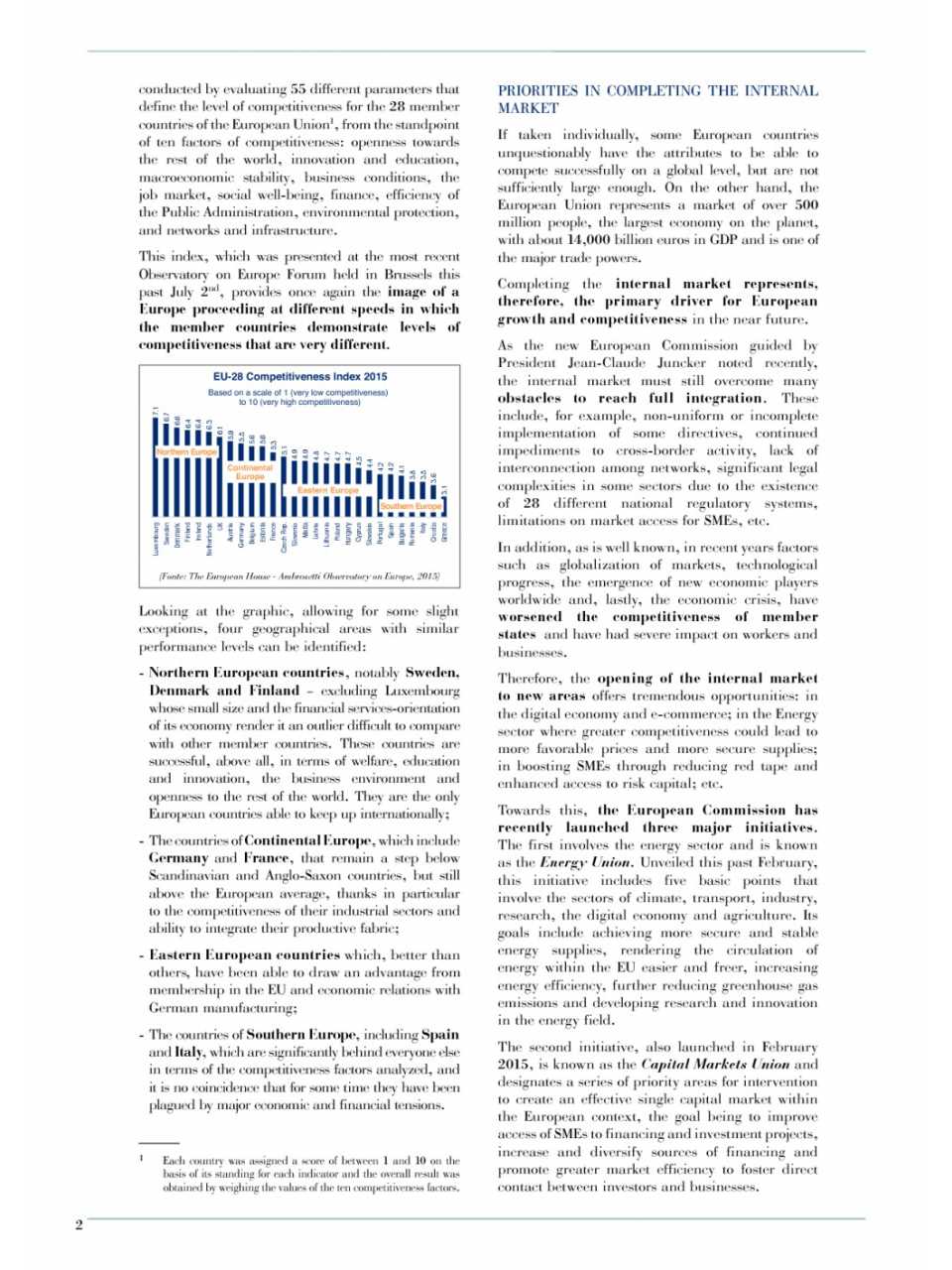 Competitiveness of EU Member States and the challenges arising from a multi-speed Europe