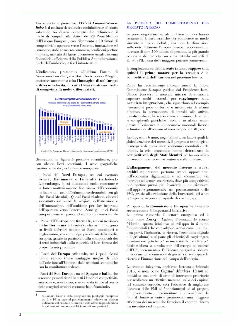 La competitività dei Paesi Membri dell'UE e le sfide di un'Europa a diverse velocità