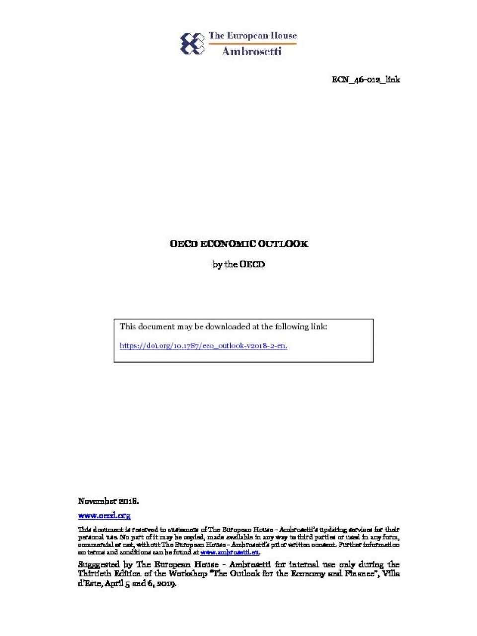 OECD ECONOMIC OUTLOOK