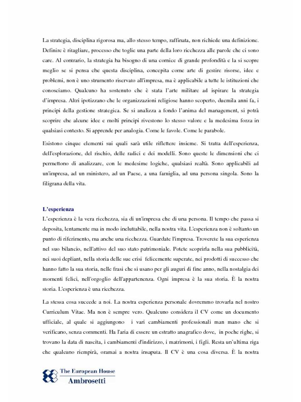 Strategia come cammino tra l'esperienza e l'esplorazione