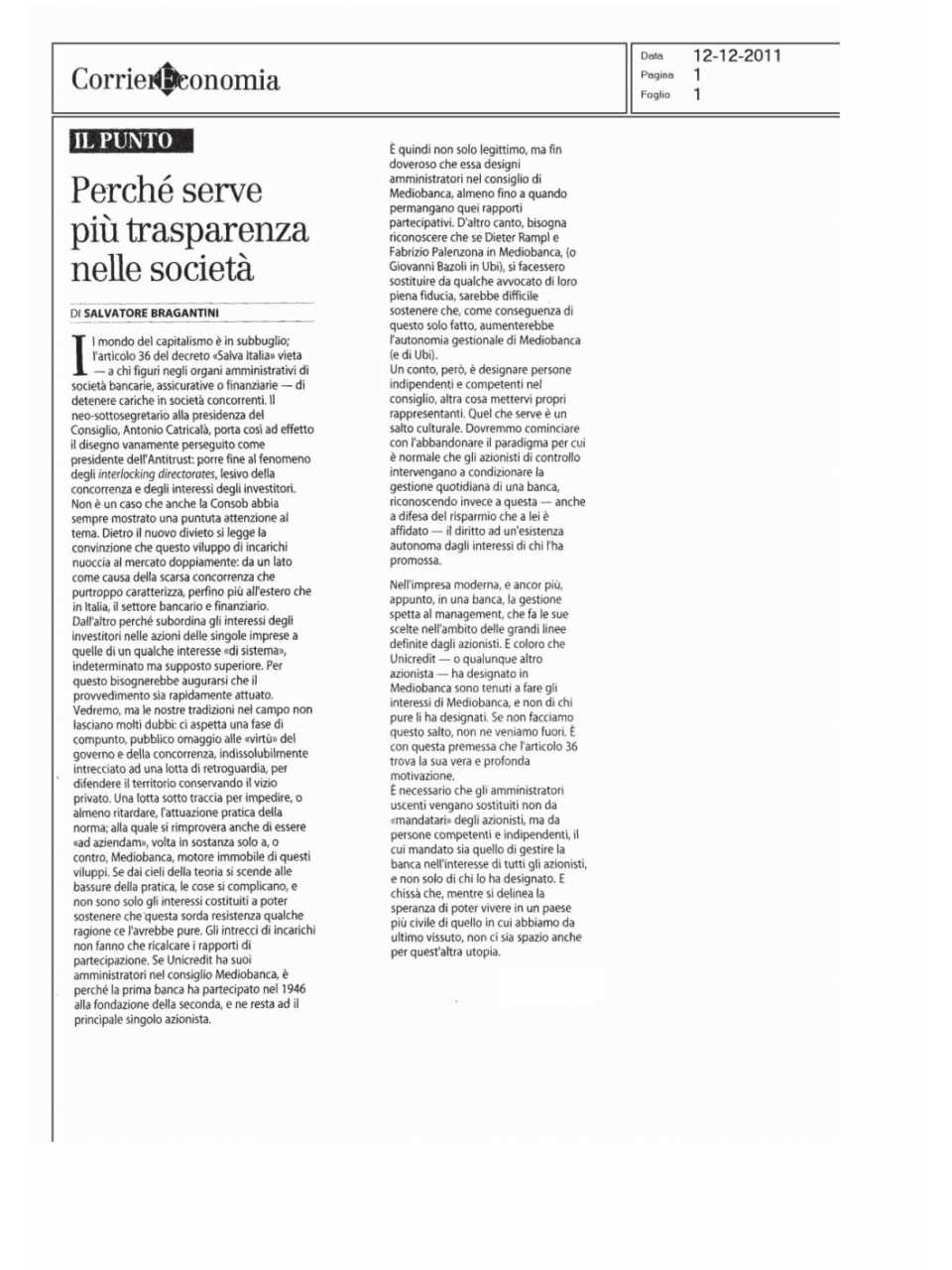 PERCHÈ SERVE PIÙ TRASPARENZA NELLE SOCIETÀ