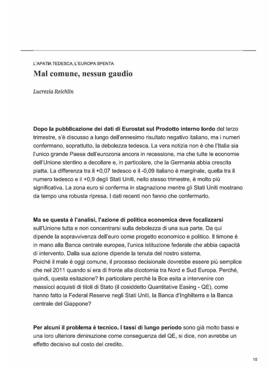 Mal comune, nessun gaudio