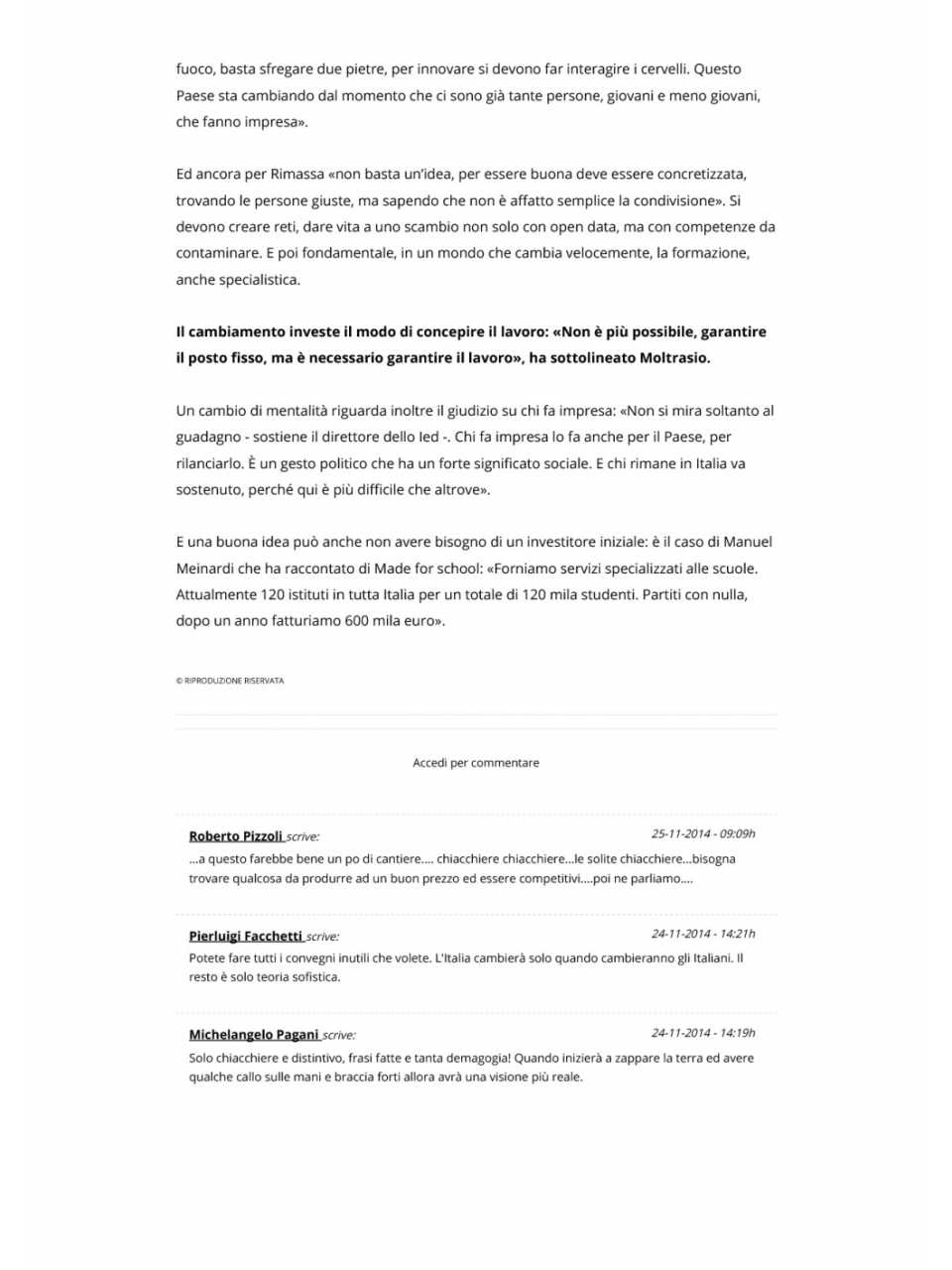 Fare impresa e innovazione Così si cambia il Paese