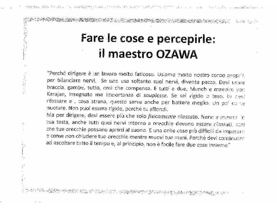Fare le cose e percepirle