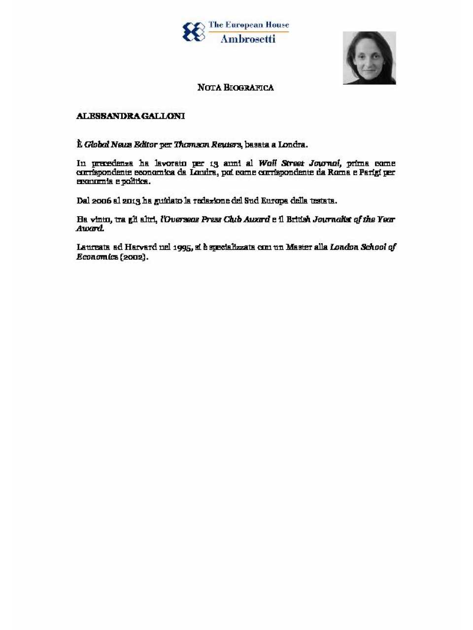 Alessandra Galloni - Nota biografica