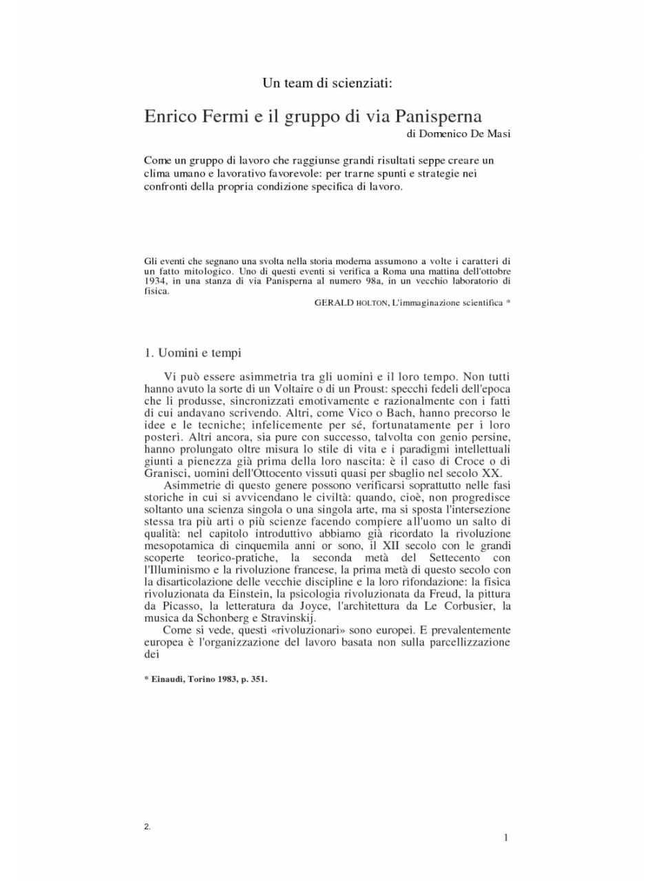 Un team di scienziati: Enrico Fermi e il gruppo di via Panisperna