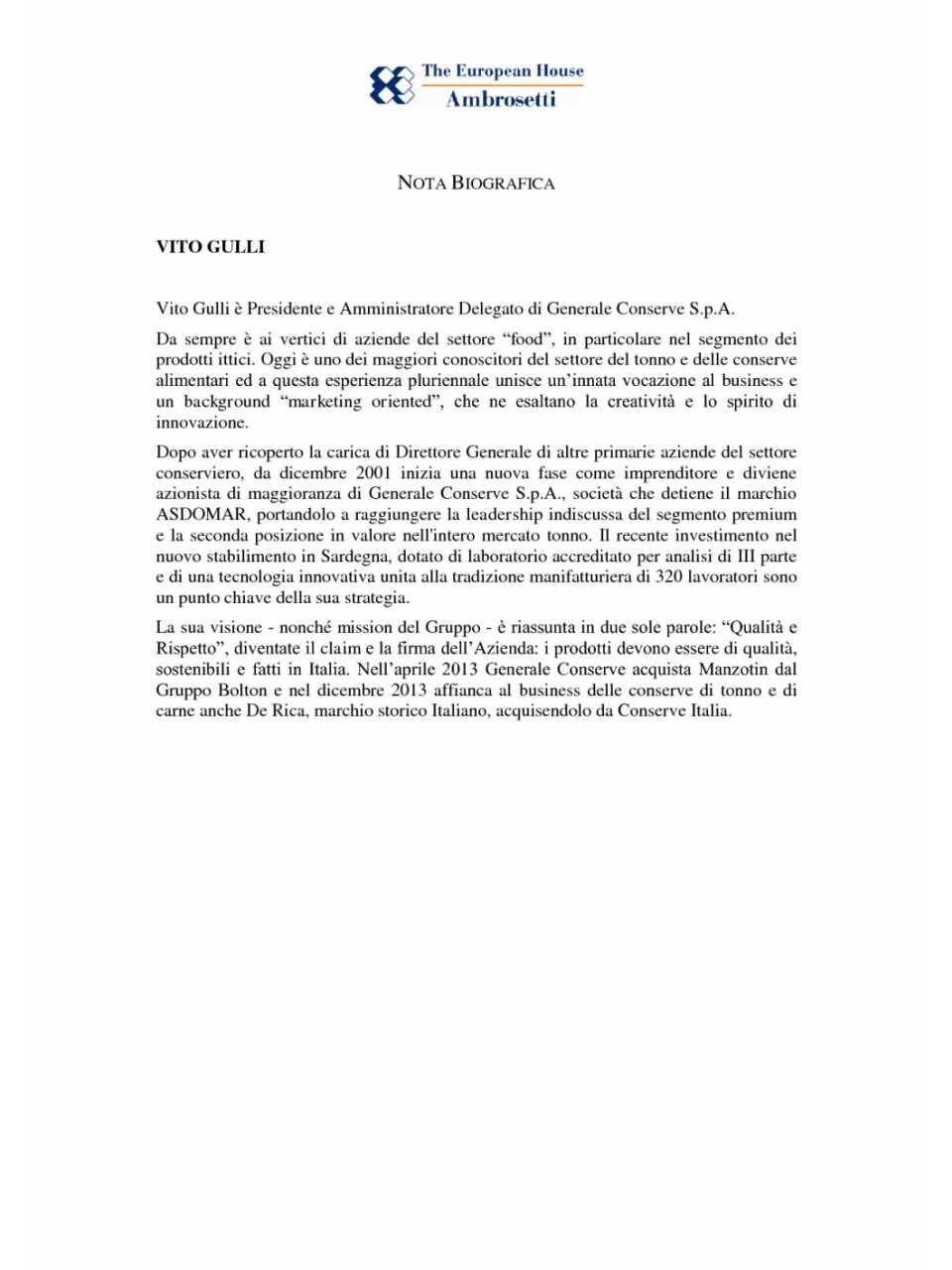 Nota biografica - Vito Gulli