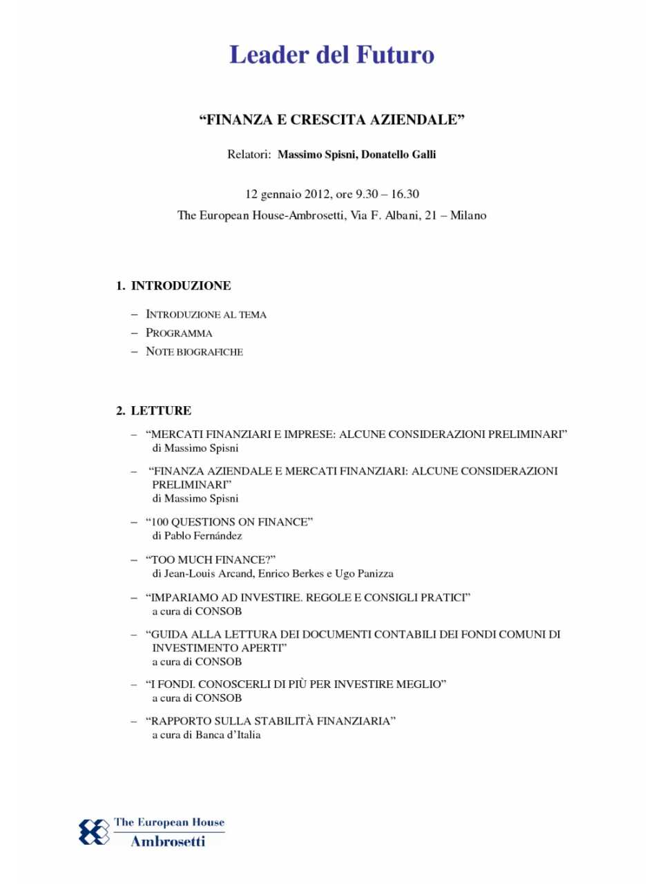 Indice dei documenti
