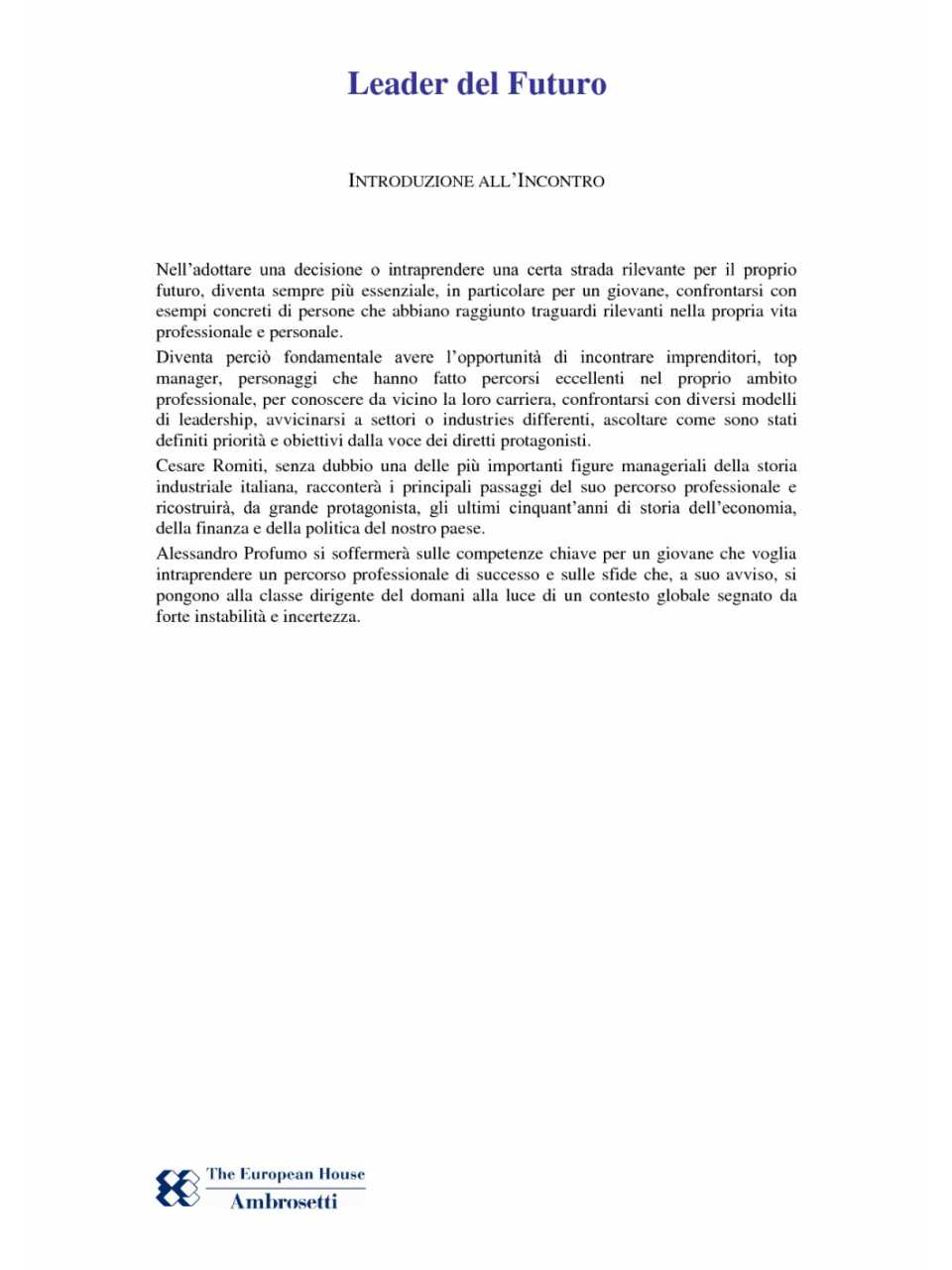 Introduzione all'incontro