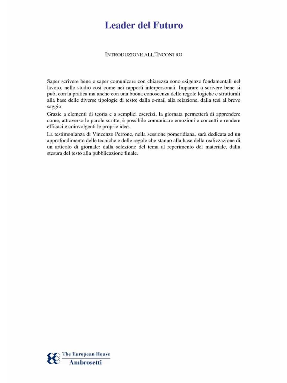Introduzione all'incontro