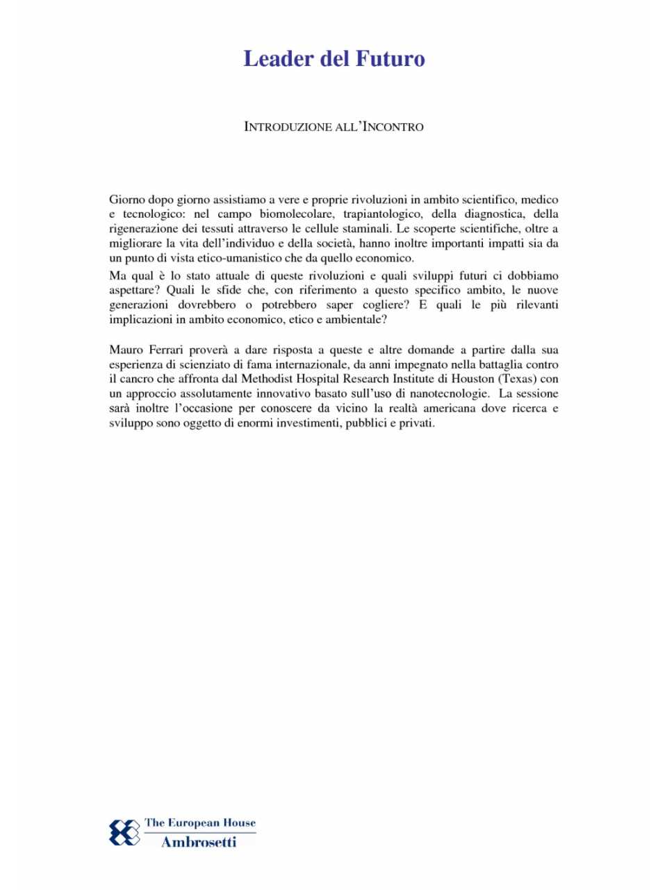 Introduzione all'incontro