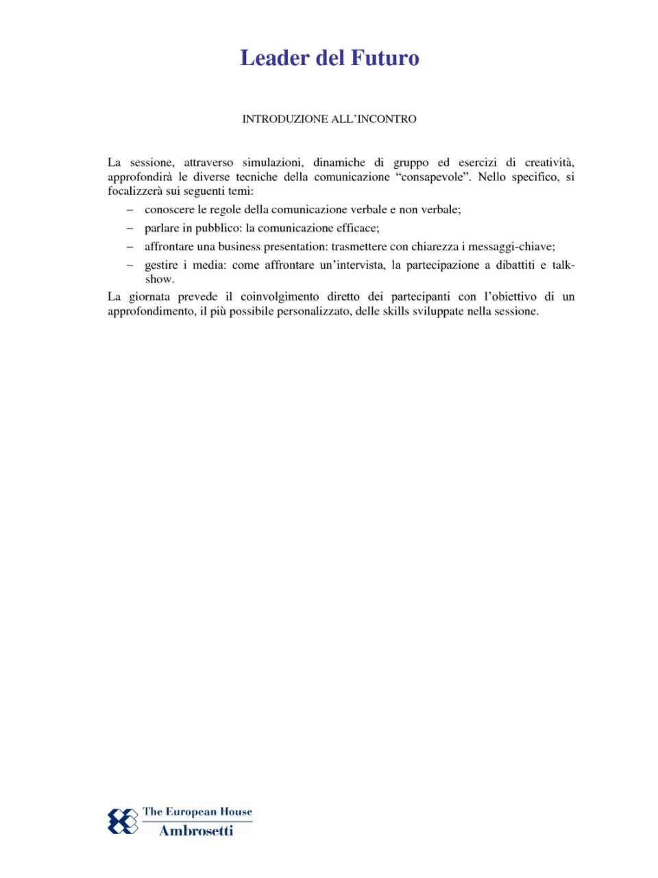 Introduzione all'incontro