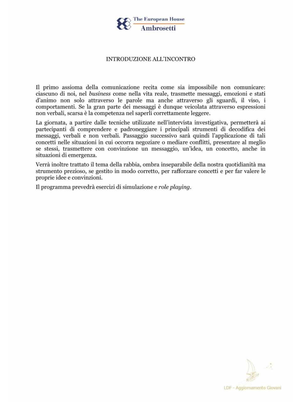 Introduzione all'incontro