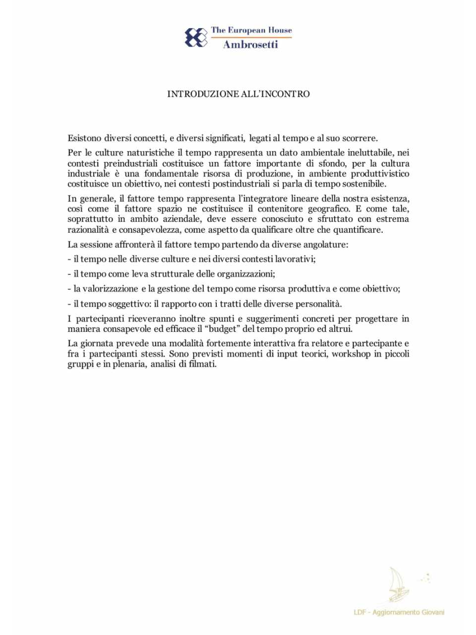 Introduzione all'incontro