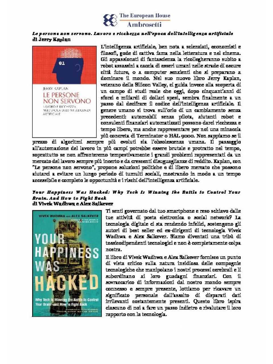 Letture suggerite da Matteo Marini